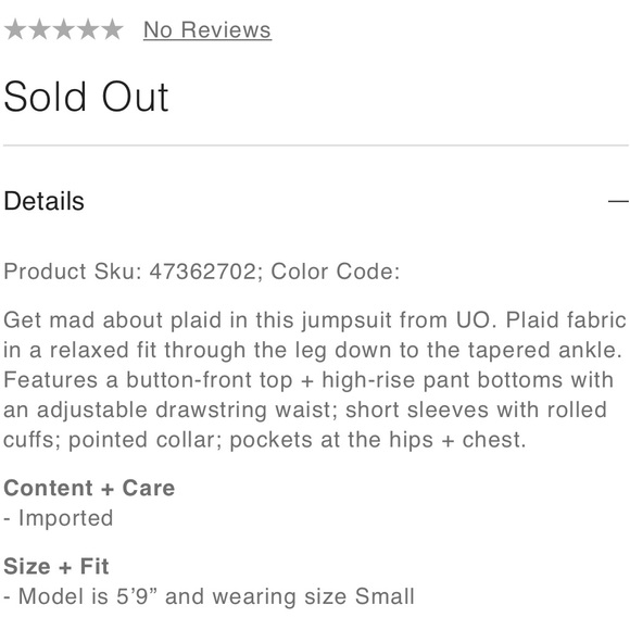 Urban Outfitters NWT Tilda Plaid Jumpsuit - Picture 5 of 16